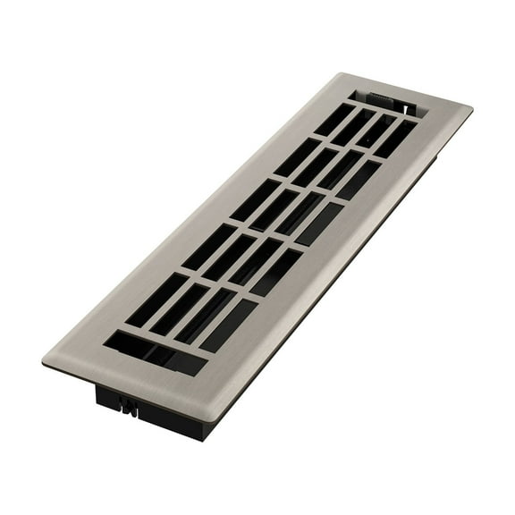 Imperial RG3376 Brushed Nickel Geneva Design Louvered Floor Register - 2inch x 12inch Duct Opening