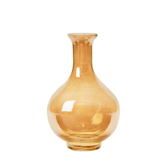 Serene Spaces Living Luster Gold Bottle Glass Vase, 5" Diameter & 7.5" Tall