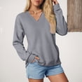 thumbnail image 2 of Godom V Neck Sweatshirts Women Long Sleeve Tops 2025 Fall Fashion Clothes Winter Pullover with Pockets S-3XL, 2 of 7