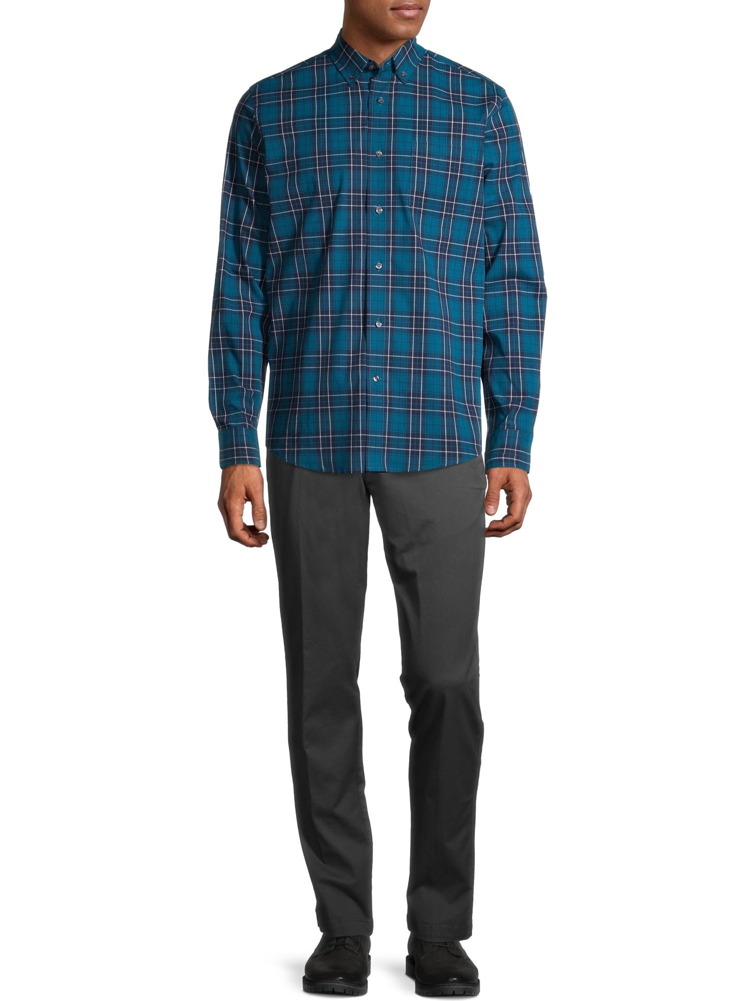 George Men's and Big Men's Long Sleeve Stretch Poplin Shirt, Sizes up to 5XLT