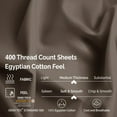 thumbnail image 4 of Ensemble Complet de Draps en Coton Égyptien à 400 Fils Gris Uni, 4 of 5