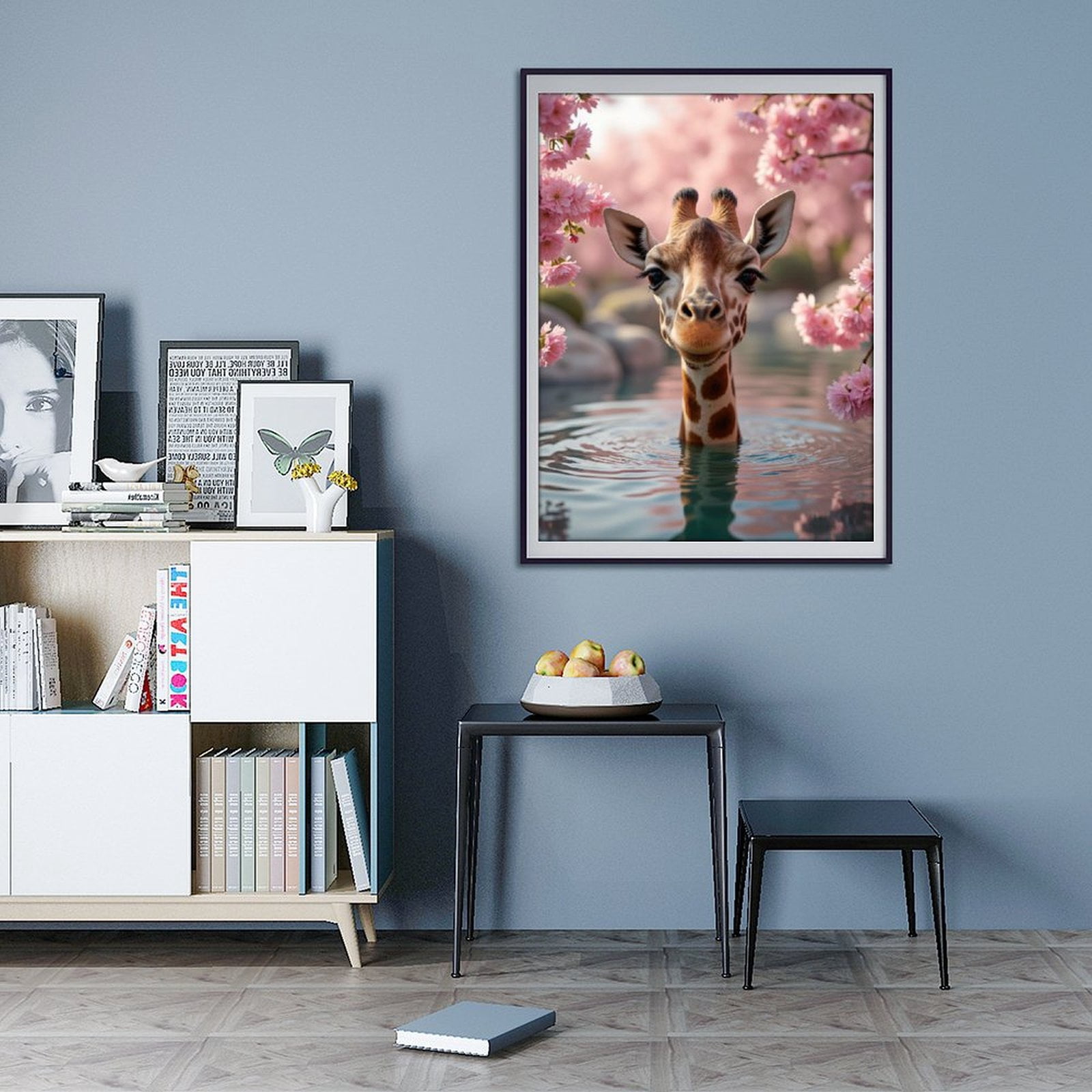Diamond Art Kit for Adults, Giraffe Blossoms Water Scene Diamond Painting for Adults Beginners, 5D DIY Diamond Art Painting Kits, Colorful Diamond Painting Craft for Home Decor 12x16