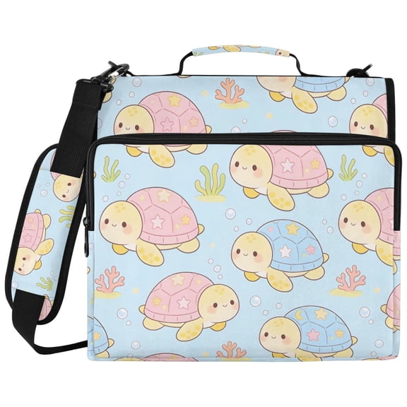 ALAZA Zipper Binder Cute Turtle Seaweed Pattern 2 inch 3 Ring 500 Sheet Capacity Trapper Keeper File Folder Organizer Bag