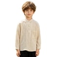 thumbnail image 4 of Fozruso Boys Striped Long Sleeve Shirt Soft Breathable Button Up Shirts for Toddler and Kids Daily Wear, 4 of 7