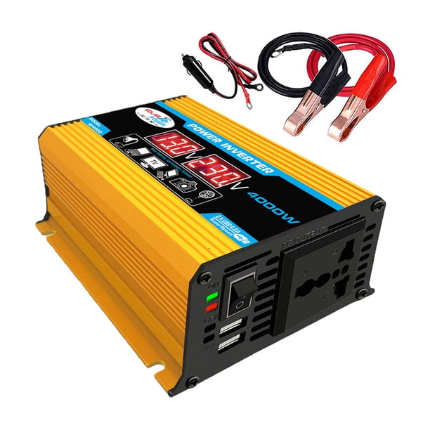 Transformador Voltaje Del Inversor Corriente Del Coche Con Pantalla LCD (amarillo 12 V A 220 V)