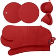 thumbnail image 4 of Guantes de microondas Cocina Hornear Cocinar Ollas Titulares Silicona Algodón Aislamiento térmico Tapetes de mesa, Rojo 6 piezas Jumpingount HA005330-02, 4 of 7