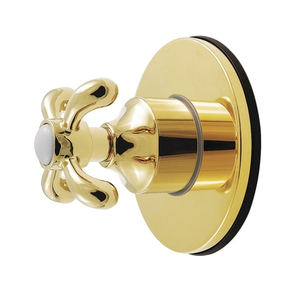 Kingston KS4032TX French Country Single-Handle Six-Way Diverter Valve with Round Trim Kit in Polished Brass