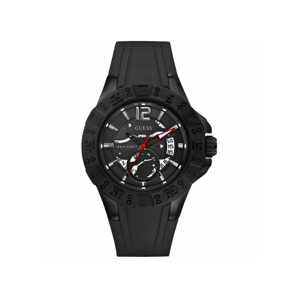 GUESS - Guess Men's Skeleton Dial Analog Silicone Band Watch with ...