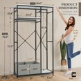 thumbnail image 2 of CAPHAUS 550lbs Capacity Garment Rack for Hanging Clothes, Heavy Duty Metal Open Wardrobe w/Hanging Rods & Drawers, Free Standing Closet Organizer, Metal Closet w/Wooden Boards, White Board, 2 of 9