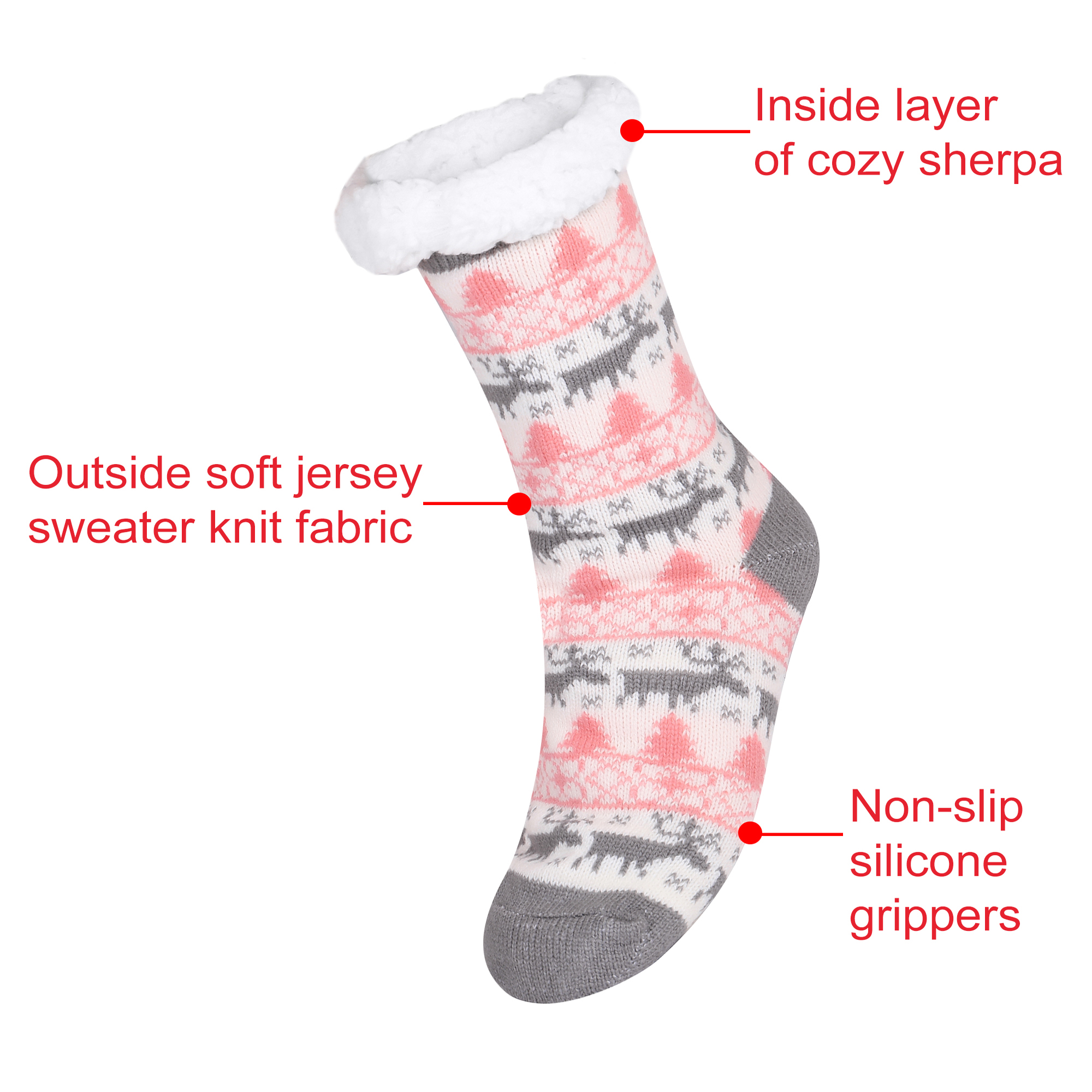 FOCUSSEXY Womens Fuzzy Socks with Grips Non Slip Slipper Socks Cozy  Christmas Gift Warm Fluffy Gripper Socks 4 Pair 