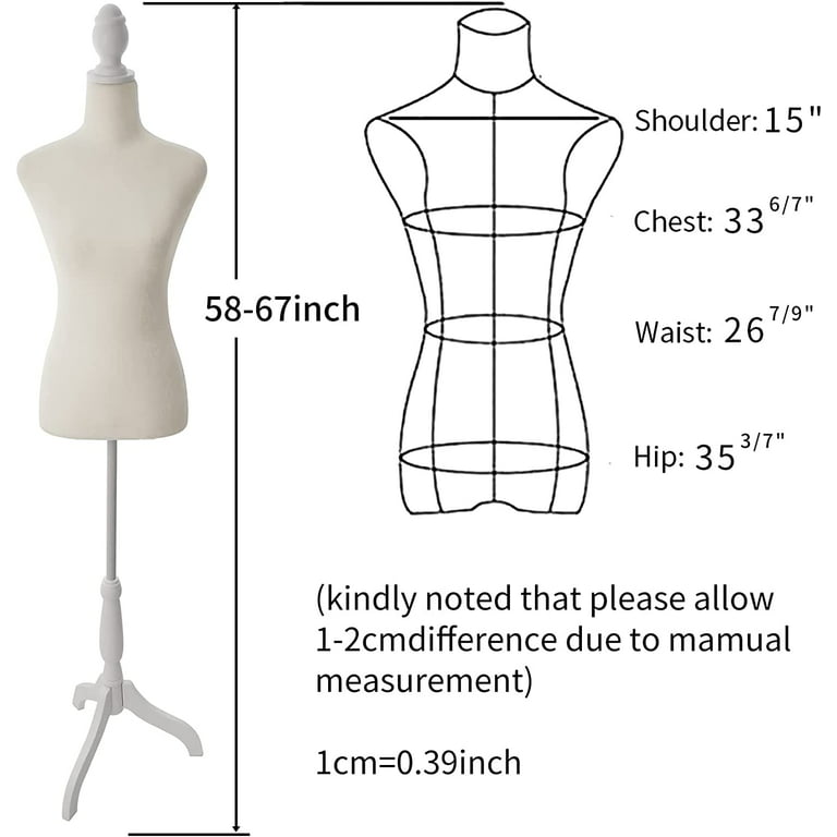 Dressform Sewing Plus Size, Styrofoam Pinnable Mannequin Body Female with  Tripod Stand, Adjustable Height Half Manikin Torso, Best Gift for