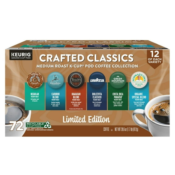 Keurig Crafted Classics, Variety Pack, Medium Roast, Keurig K-Cup Pods, 72 Count