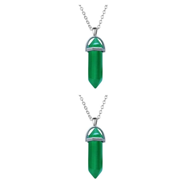 Qarigey Hexágono Columna Encanto Mujeres Colgantes Colgantes Amuletos de cristal puntiagudos para DIY Cadena Llaveros Decoraciones Verde Verde 2piezas Qarigey CBP468235
