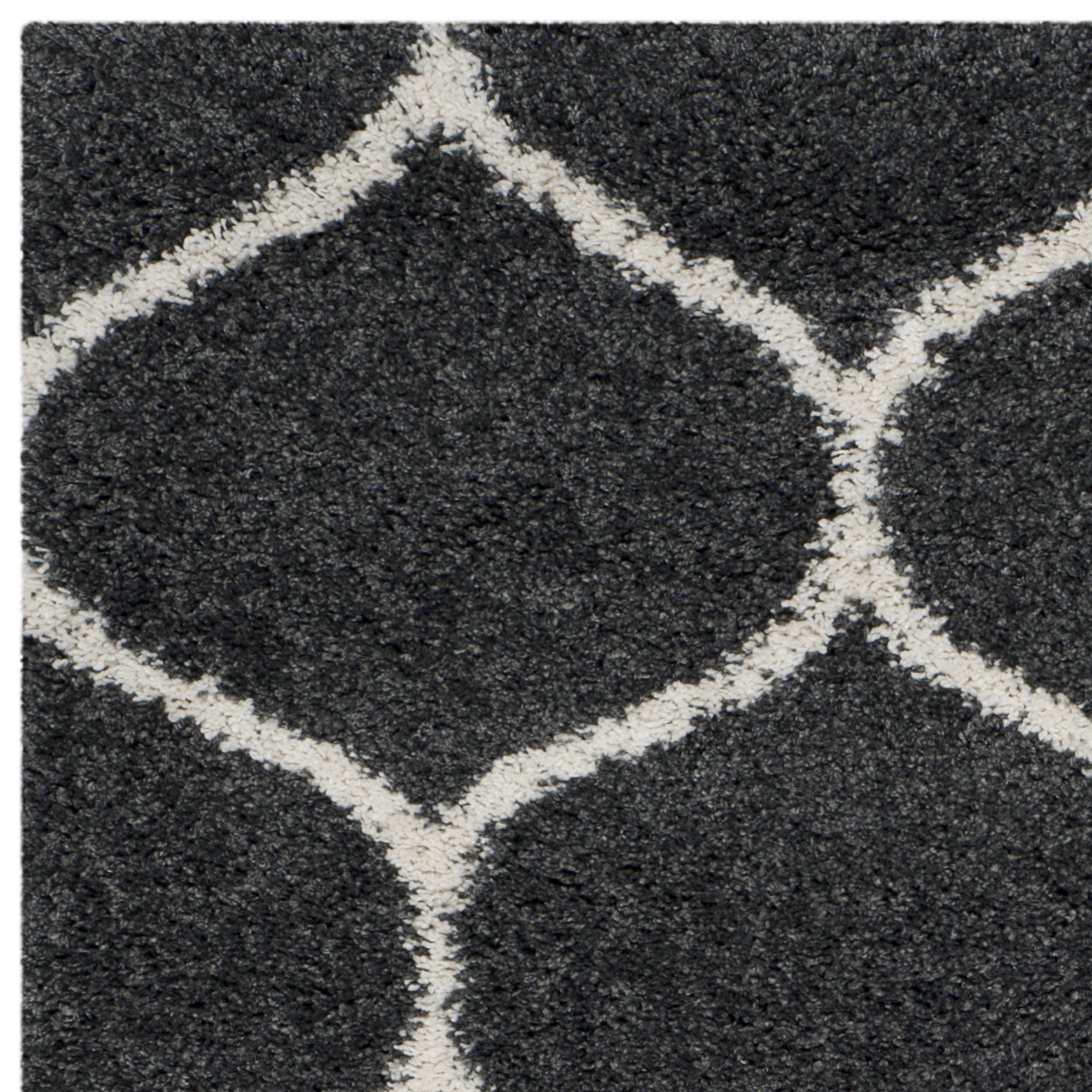 SAFAVIEH Hudson Arline Geometric Shag Area Rug, Dark Grey/Ivory, 4' x 6'