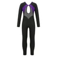 thumbnail image 2 of DPOIS Kids Girls Shiny Rhinestone Long Sleeve Full Body Unitard Jumpsuit Purple 8, 2 of 7