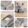 thumbnail image 5 of LEDREM Stainless Steel Open Top Cat Litter Box with Step, High-Sided Litter Tray for Cats up to 33 lb, Slate Gray, 5 of 6