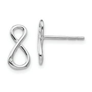 Sterling Silver White Ice Diamond Infinity Symbol Post Earrings 12x7 mm (0.01 cttw, I1-I3 Clarity, I-J Color)