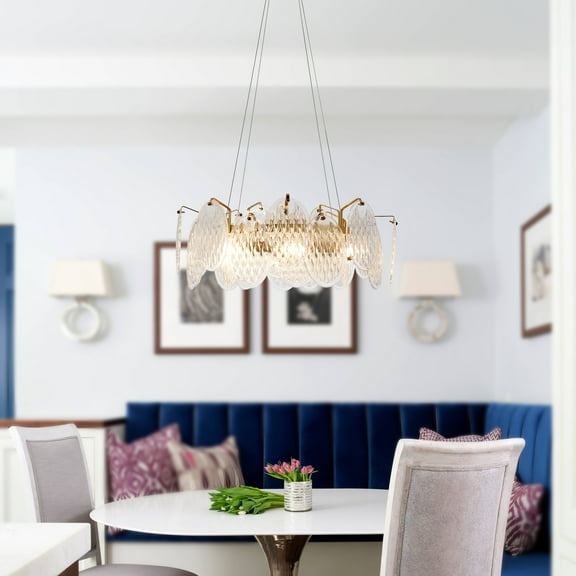 GMizon 24-inch European luxury crystal chandelier, 14-light living room chandelier, restaurant stairwell lighting fixture (gold)