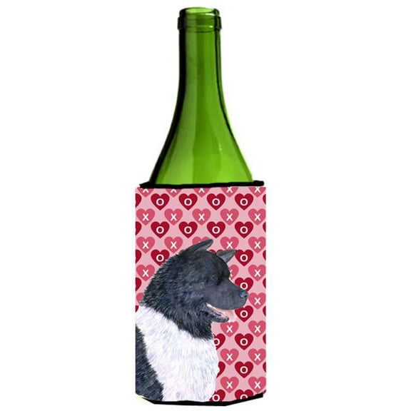 Akita Hearts Love And Valentines Day Portrait Wine bottle sleeve Hugger