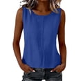 thumbnail image 6 of beishanbush Summer Sales Saving $10 Spring Casual Sleeveless Shirts Blouses Clothing Women's Cotton Linen Tank Top,Crewneck Sleeveless Pleats Lightweight Casual Comfy Summer Under $10, 6 of 7