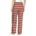 thumbnail image 3 of Uemuo Red and Brown Squares Pattern Women's Wide Leg Palazzo Lounge Pants with Pockets Light Weight Loose Comfy Casual Pajama Pants-Large, 3 of 9