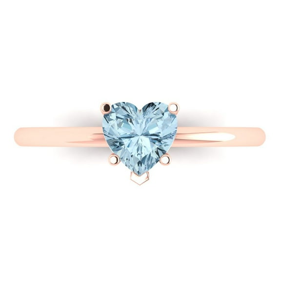 Solitaire Engagement Ring for Women - 1.25ct Natural Sky Blue Topaz in 14K Rose Gold Promise Ring