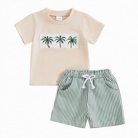 JUMEYU Baby Boy Outfits Newborn Summer Toddler Baby Boy Outfit Short Sleeve Embroidery Tshirt with Plaid Shorts Summer Clothes 0 6 Months (White,0-6 Months)