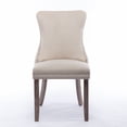 thumbnail image 4 of Dining Chairs Set of 2, Upholstered Wing-Back Button Tufted Dining Chair with Backstitching Nailhead Trim and Solid Wood Legs, Comfortable Chair for Living Room Bedroom Waiting Room, Beige, 4 of 7