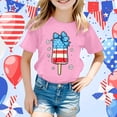 thumbnail image 2 of Byoo Toddler Girls' Patriotic Graphic Tee Short Sleeve 4th of July Kids T Shirt Kids Active Breathable Shirts ï¼4-5 T, 2 of 4