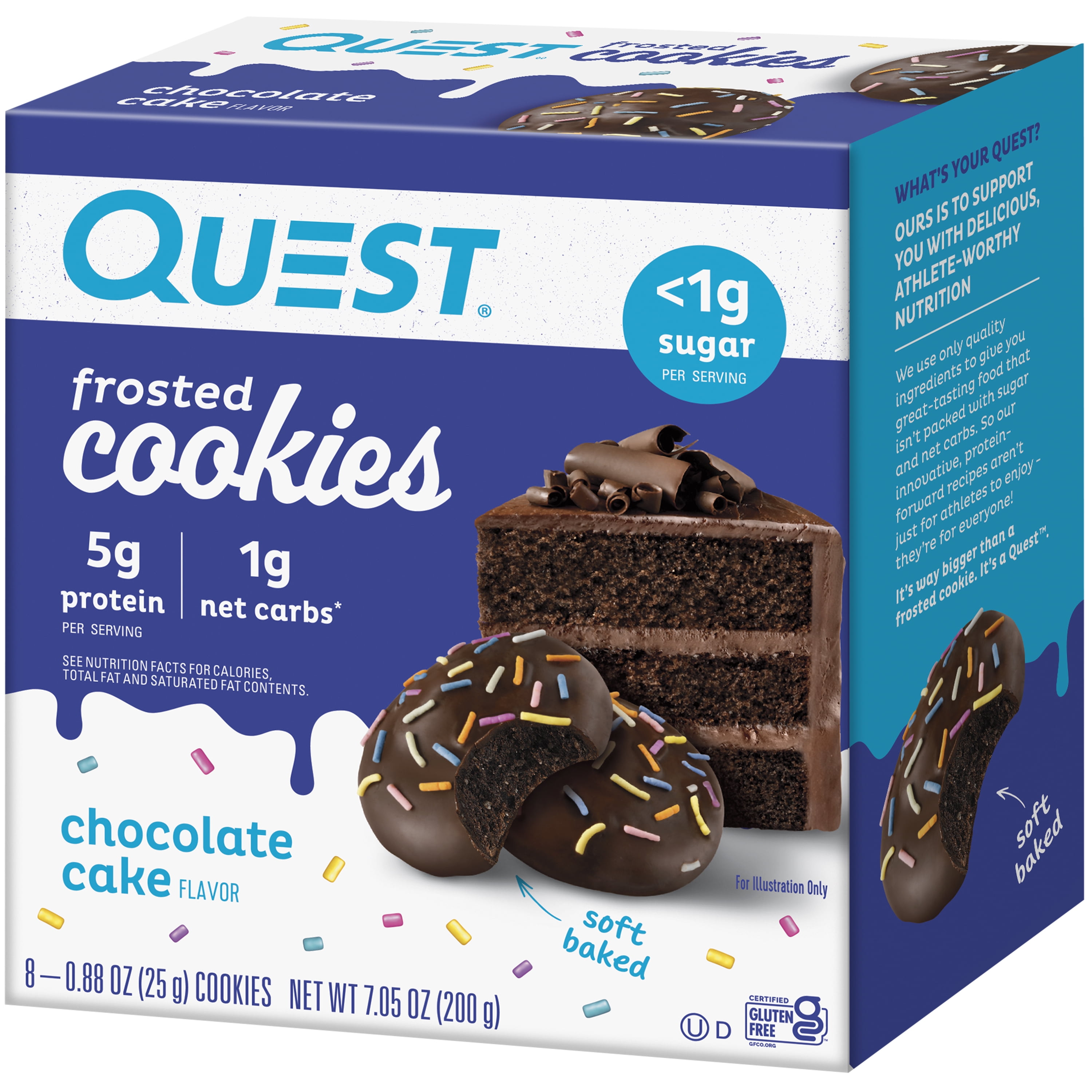 Quest Frosted Protein Cookies, Soft Baked, Low Sugar, Chocolate Cake, 8 Ct