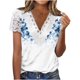 thumbnail image 1 of Tops de Manga Corta con Cuello en V para Mujeres Detalle de Botón Impreso Plegado Blusa Casual Top de Verano Suave para la Fiesta Diaria, 1 of 5