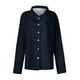 thumbnail image 4 of XuJwPNcy Womens Button down Shirts Solid Color Dress Shirt Long Sleeve Collared Office Work Blouses Tops Fall Outfits for Women（Navy,Large), 4 of 5