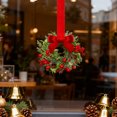 thumbnail image 4 of Yucurem 6PCS Christmas Mini Cabinet Wreaths with Ribbon Bows, Red Berry Small Window Wreaths for Window Door Farmhouse Wreath Christmas Party Decorations, 4 of 7