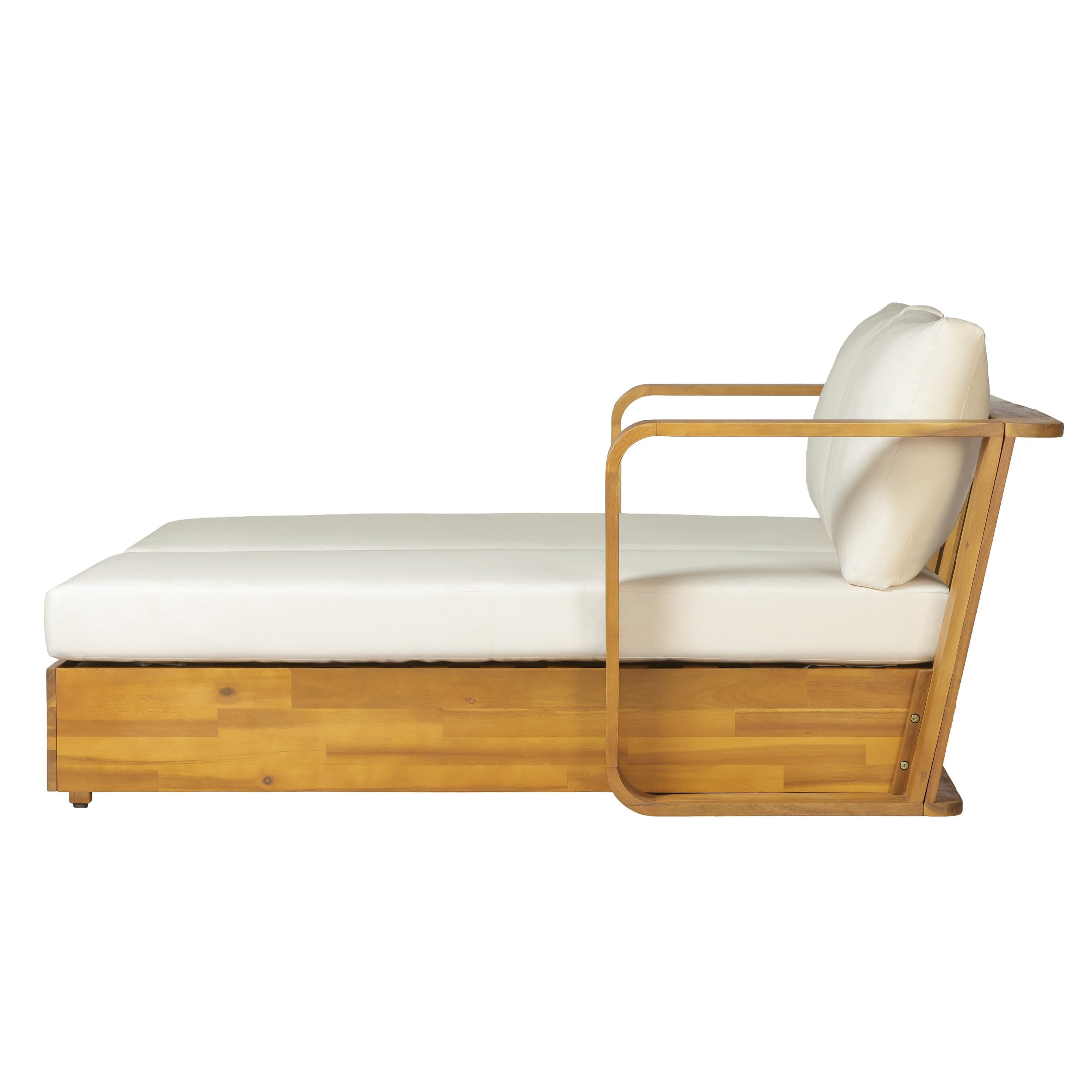 Christopher Knight Home 2-Seater Outdoor Daybed with Cushions, Acacia Wood Sofa Bed, Teak + Cream