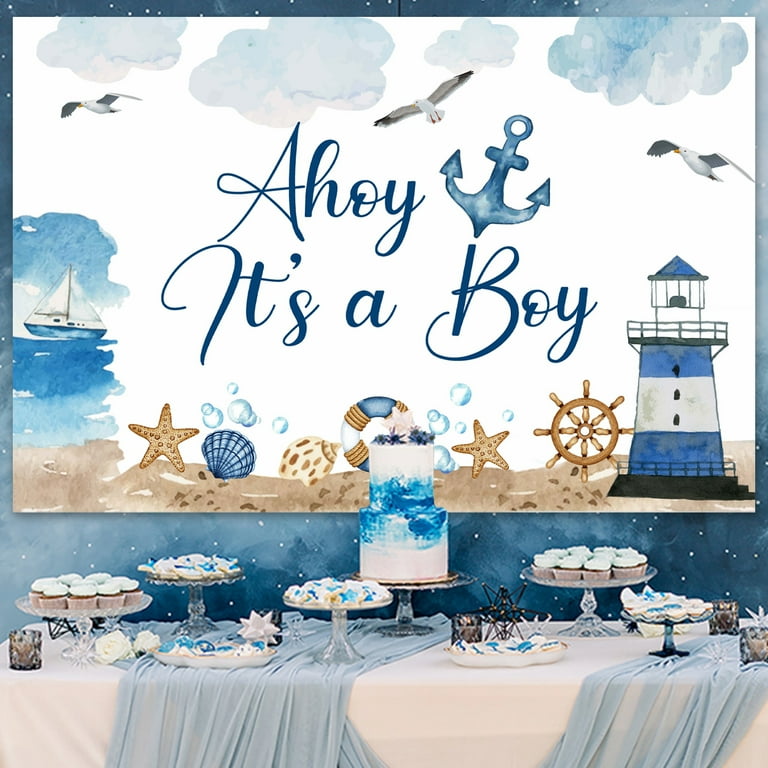 Nautical Baby Shower Decorations for Boy, Ahoy It's A Boy Printed