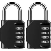 Emlimny 2 Pack Combination Lock 4 Digit Outdoor Waterproof Padlock for School Gym Locker, Sports Locker, Fence, Toolbox, Gate, Case, Hasp Storage (Black)