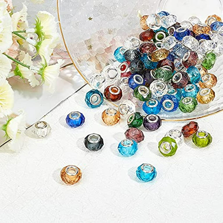 100Pcs Stone Pendant Round Big Hole Beads for Jewelry Making 14MM
