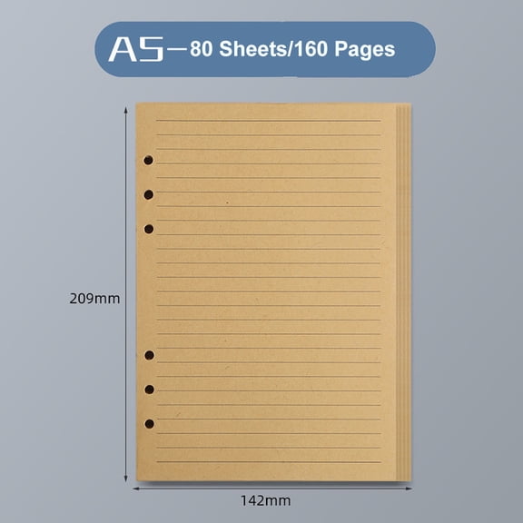 A5 Refill Paper, Lined Craft Paper for Large Leather Journal Notebook Traveler Journal Inserts 80 sheets/160 Pages-Brown