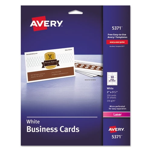 Printable Microperforated Business Cards w/Sure Feed Technology, Laser, 2 x 3.5, White, 250 Cards, 10/Sheet, 25 Sheets/Pack Printable Microperforated Business Cards w/Sure Feed Technology, Laser, 2 x 3.5, White, 250 Cards, 10/Sheet, 25 Sheets/Pack