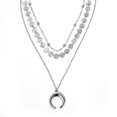 thumbnail image 1 of Collar de clavícula de tres capas de moda, collar con colgante, regalo de joyería para mujer (plata), 1 of 6
