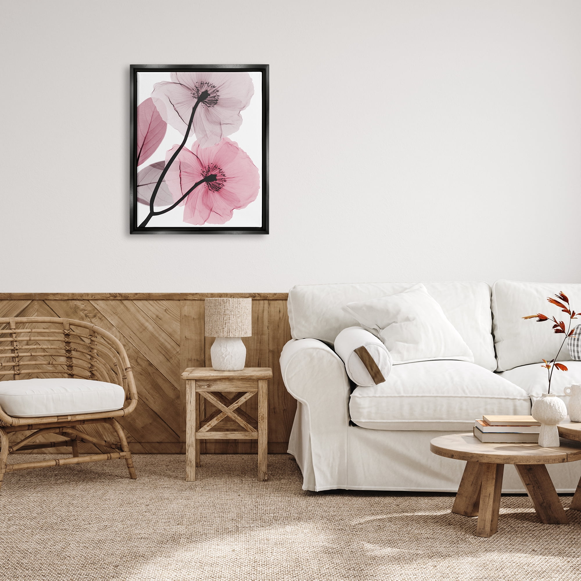 Stupell Industries Contemporary Pink Poppies Botanical & Floral Painting Black Floater Framed Art Print Wall Art, 25 x 31