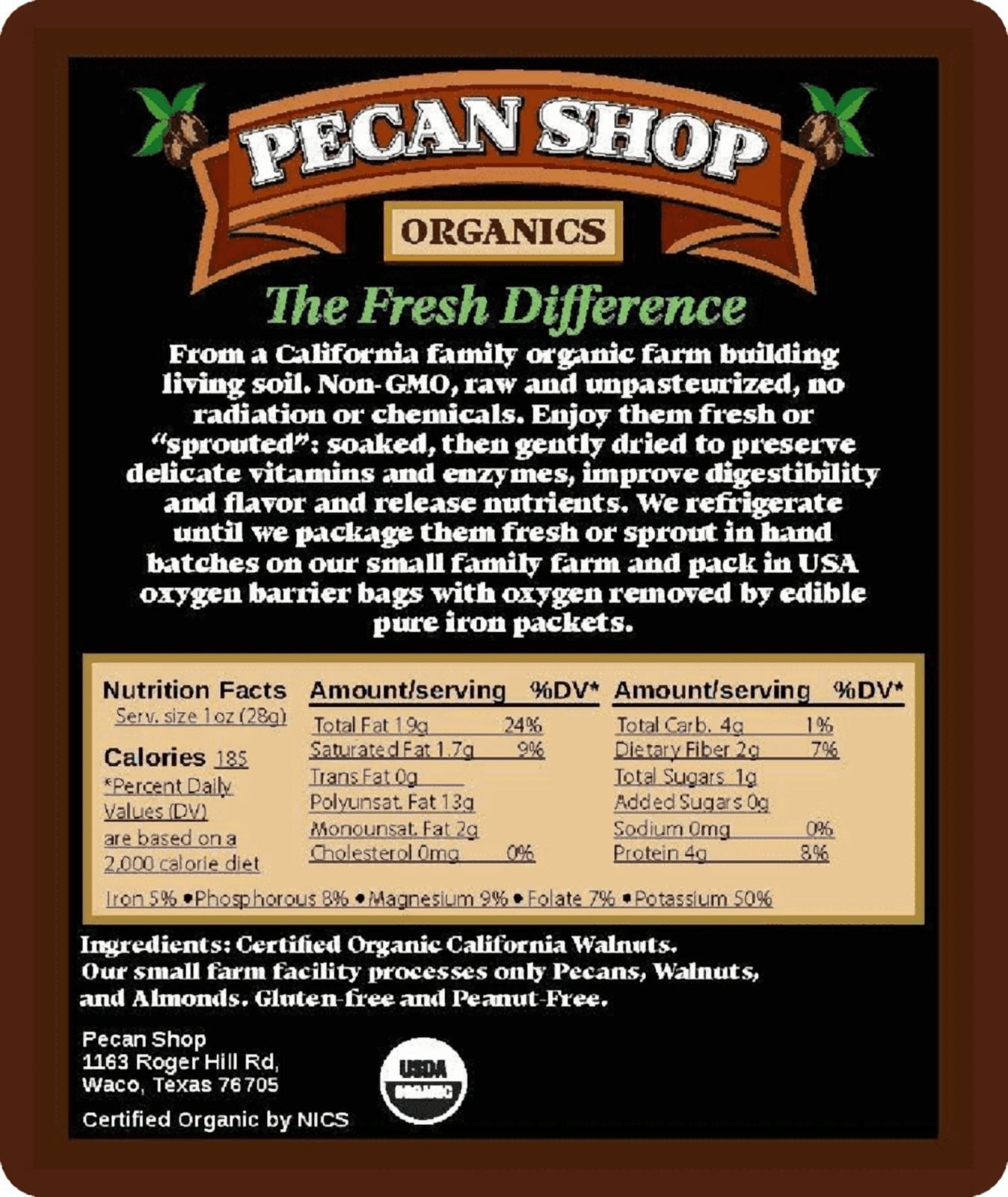 Pecan Shop Unsprayed Sprouted 20 Pound Raw Wild-Harvested Family Recipe Crispy Sea Salt Texas Native Pecans-Fresh Direct Ship