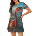 thumbnail image 1 of Disketp Swimming Goggled Flamingo para Camisón Corto de Manga Corta para Mujeres, Camisón Cómodo con Escote Redondo, Bonito y Confortable, 1 of 6