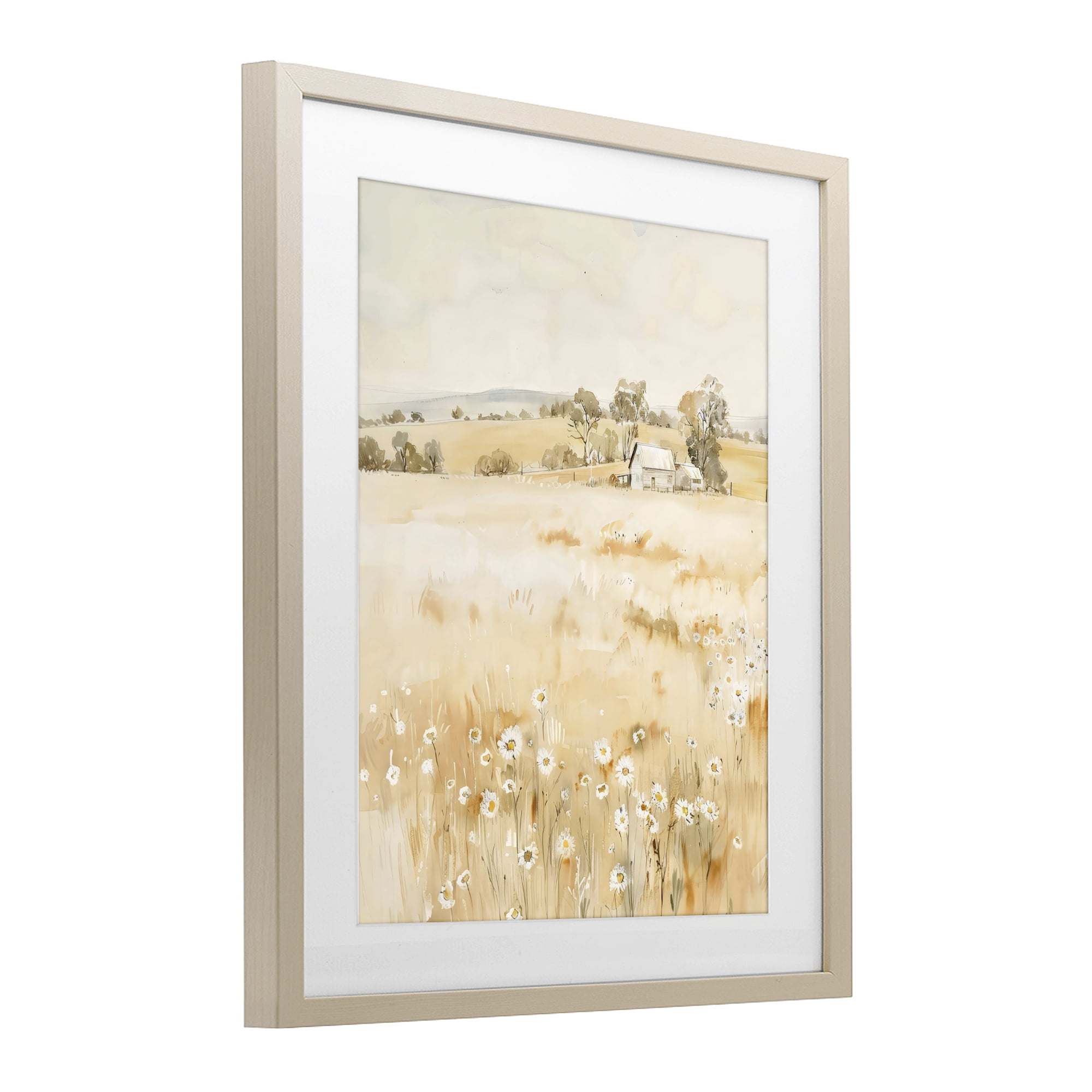 Stupell Industries Farm Country Meadow with Daisies Birch Framed Print Under Glass, design by Creative Studio
