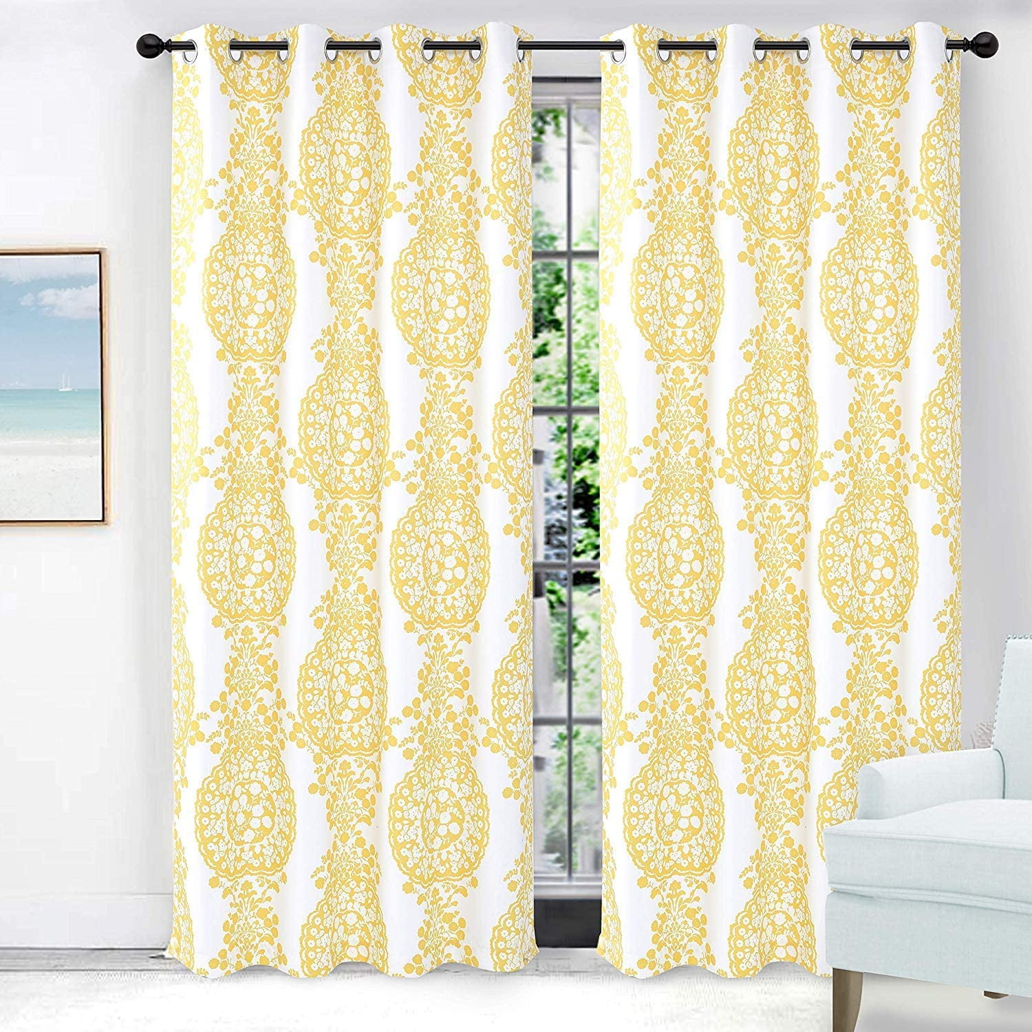 DriftAway Samantha Grommet Unlined Window Curtains Floral Damask
