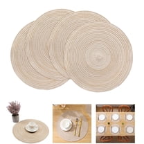 UHIAGREE Round Braided Placemats Set of 4,15'' Washable Table Mats for Kitchen Dining Table(Beige)