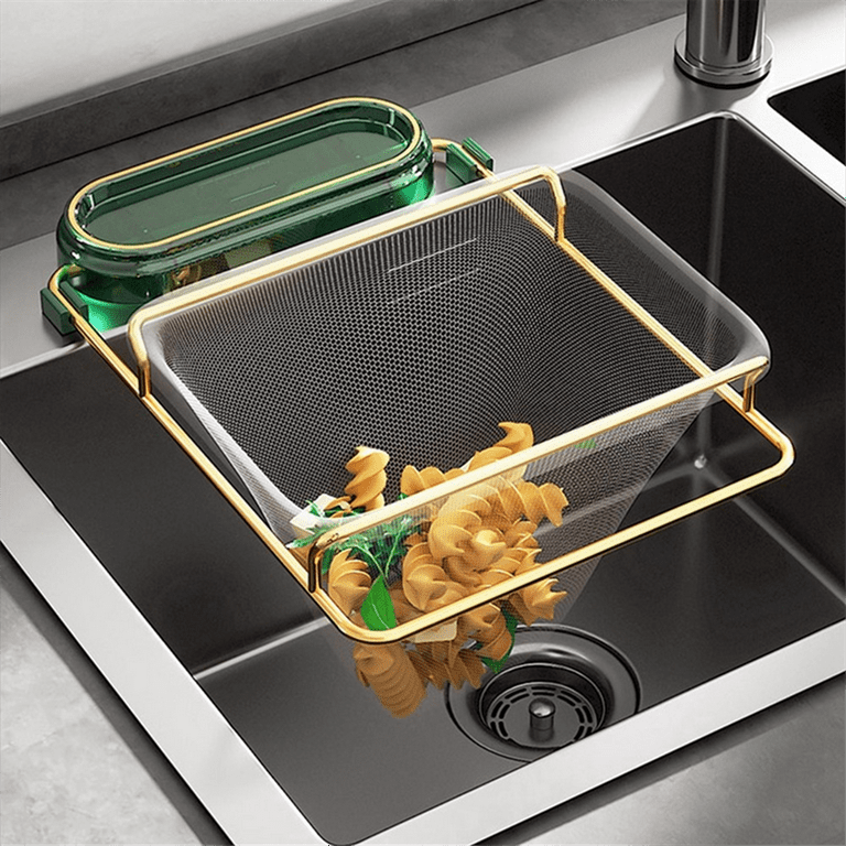 A-Kitchen Sink Filter Rack Foldable Sink Strainer Corner Filter Mesh Bag  Shelf - Walmart.com