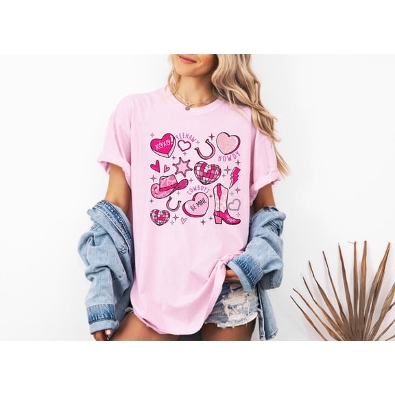 Howdy Valentine Shirt, Western Valentines T-shirt, Cowgirl Valentines Tee, Valentines Day Shirt, Retro Valentines shirt, Disco Ball Cupid All Size S-5Xl