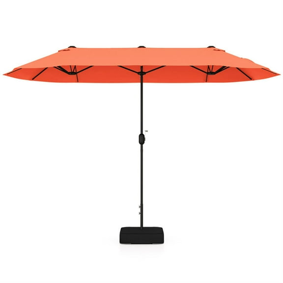 Demi Bonn 13ft Outdoor Market Umbrella Double-Sided Twin Large Patio Umbrella with Crank for Deck, Market, Backyard, Orange