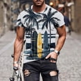 thumbnail image 2 of snilers Big and Tall T Shirts for Men Stretchy Crew Neck Casual Tops Summer Beach Hawaii Palm Graphic Print Athletic Muscle Tees Pullover, 2 of 5